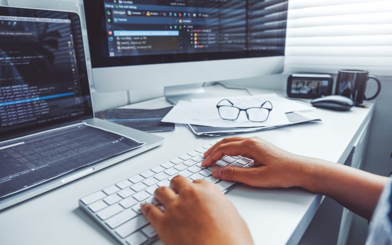 Developing programmer Development Website design and coding technologies working at home